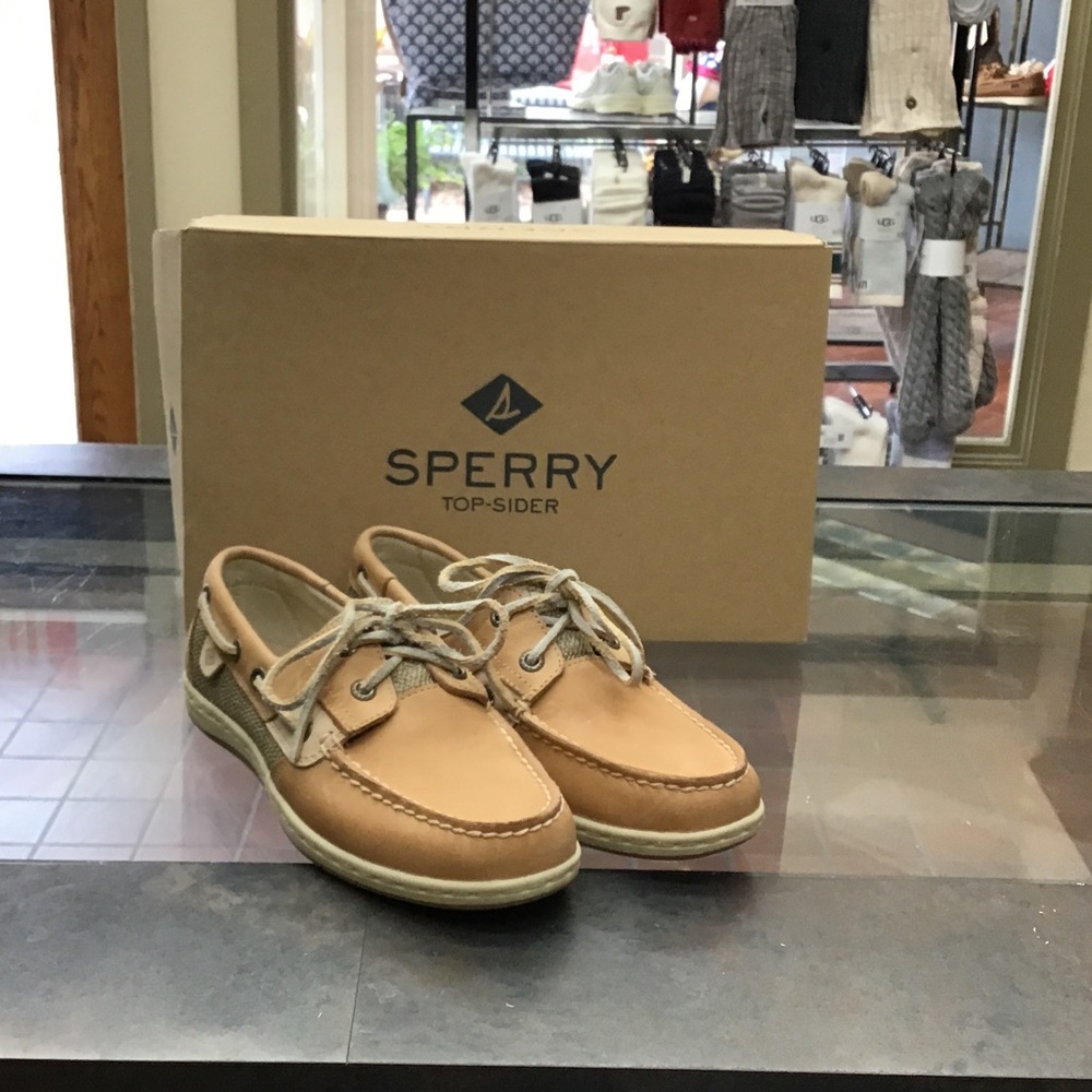Sperry Tan & Beige Leather Boat Shoes